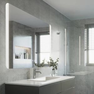 Miroir avec éclairage gris en verre, Bibi, 6,2W, blanc chaud à froid réglable LED, IP44, avec interrupteur