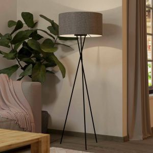 Lampadaire trépied gris en aluminium, Anuschka, avec interrupteur