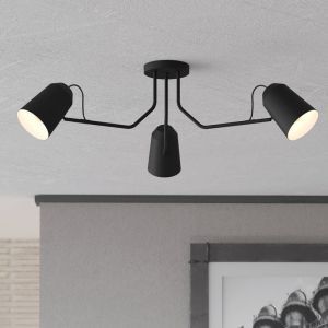 Plafonnier noir en aluminium, Jelco