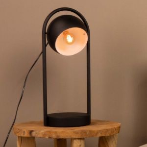 Lampe de table noire en aluminium, Jasin, avec interrupteur