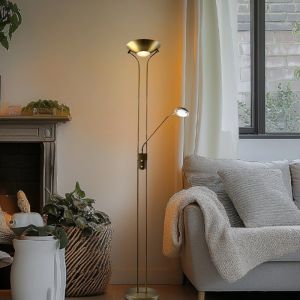 Lampadaire liseuse laiton moderne, Salvador, 18W, 3000K LED, avec interrupteur