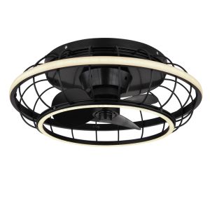 Ventilateur de plafond noir en métal, Jorne, 30W, blanc chaud à froid réglable LED, avec télécommande