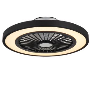 Ventilateur de plafond noir en plastique, Komal, 45W, blanc chaud à froid réglable LED, avec télécommande