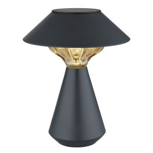Lampe de table solaire extérieur noire en plastique, Nasr, 0,06W, 3000K LED, IP44, avec interrupteur