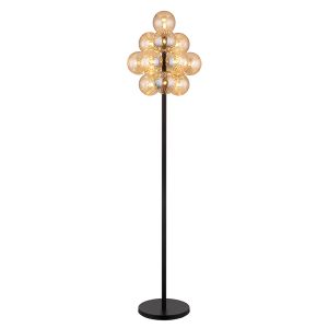 Lampadaire ambre en verre, Ozan, avec interrupteur