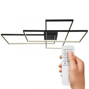 Lampe plafond noire en plastique, Terri, 100W, blanc chaud à froid réglable LED, avec télécommande