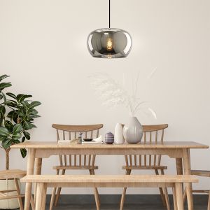 Suspension table à manger grise design, Vidro