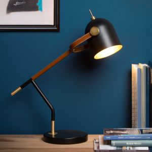 Lampe de bureau rétro marronne, Waylon, avec interrupteur