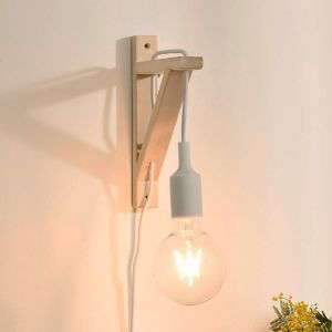 Applique murale en bois blanche, Fix, avec interrupteur