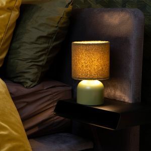 Lampe de table vintage verte, Woolly, avec interrupteur
