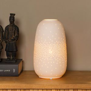 Lampe de table en céramique blanche, Flores, avec interrupteur