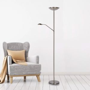 Lampadaire liseuse moderne chromé, Zenith, 20W, 3000K LED