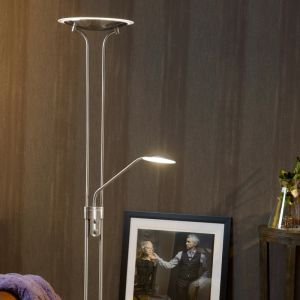 Lampadaire liseuse moderne chromé, Champion, 20W, 3000K LED