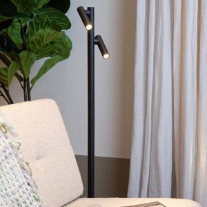 Lampadaire rechargeable moderne noire, Antrim, 2,2W, 2700K LED, IP54, avec variateur tactile