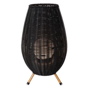 Lampe de table extérieur rustique noire, Colin, 3W, 3000K LED, IP44, gradable en 3 étapes