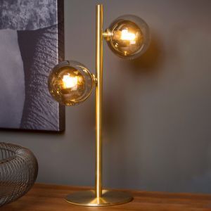Lampe de table rétro dorée, Tycho, avec interrupteur