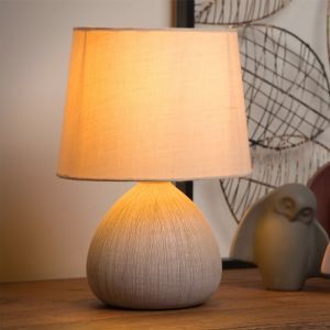Lampe de table en céramique beige, Ramzi, avec interrupteur