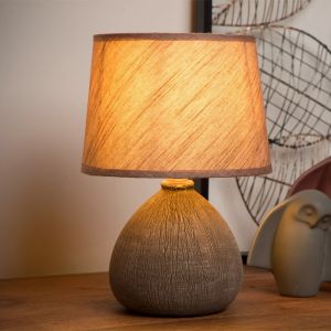 Lampe de table en céramique marronne, Ramzi, avec interrupteur