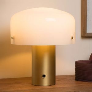 Lampe de table rustique dorée, Timon, avec interrupteur