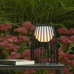 Lampe de table extérieur rétro noire, Fjara, 0,3W, 2700K LED, IP44, avec variateur tactile