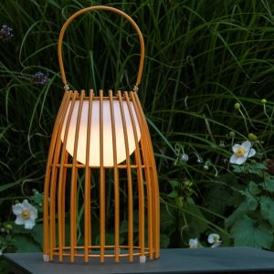 Lampe de table extérieur rétro marronne, Fjara, 0,3W, 2700K LED, IP44, avec variateur tactile