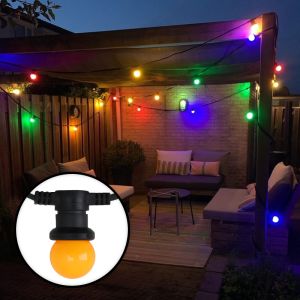 15m guirlande guinguette avec 15 ampoules colorées