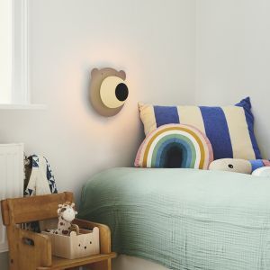 Applique murale pour enfants en métal marronne, Brunabear, avec interrupteur