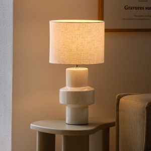 Lampe de table en céramique beige, Dugan, avec interrupteur