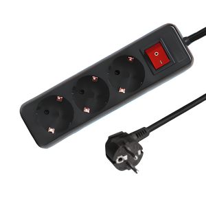 Multiprise 3 prises avec interrupteur 1,5 mètres, noir