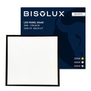 Panneau LED noir 60x60 - 100 lm/W - UGR<19 - blanc réglable