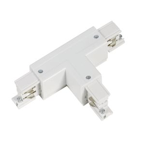 Connecteur en forme de T pour éclairage sur rail triphasé, droite 1, blanc, Pro