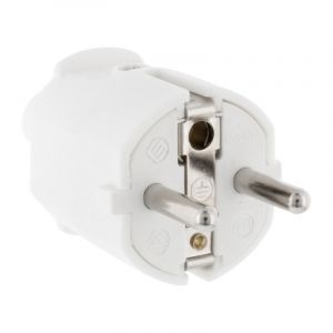 Fiche SCHUKO PVC 10/16 Ampères, Blanc