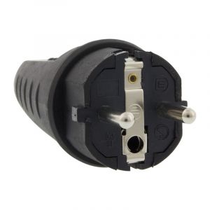Bouchon SCHUKO Caoutchouc 10/16 Ampère, Noir