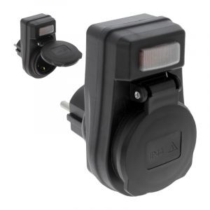 Prise interrupteur terre Lampe 10 / 16A IP44 Noir