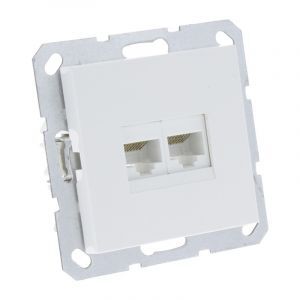 Prise S-Line Q-Link, montage encastré, téléphone / données, 2 x 8 broches, blanc polaire