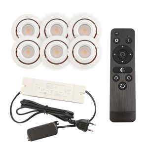 6 spots veranda orientable Rona, IP44, avec kit de connexion et télécommande, blanc