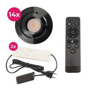 14 spots veranda orientable Rona, IP44, avec kit de connexion et télécommande, noir