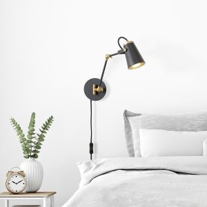 Applique murale moderne noire, Skals, avec interrupteur