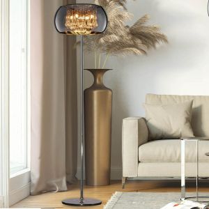 Lampadaire moderne chromé, Capucine, avec interrupteur