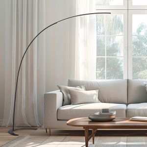 Lampadaire à arc moderne noir, Libro, 18W, 3000K LED, avec interrupteur