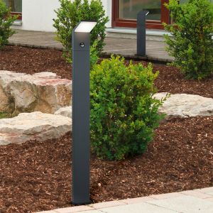 Lampadaire extérieur avec détecteur de mouvement moderne anthracite, Solana, 9W, 3000K LED, IP54
