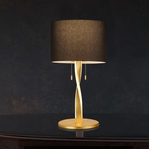 Lampe de table moderne dorée, Ramten, 3W, 3000K LED, avec interrupteur à tirette