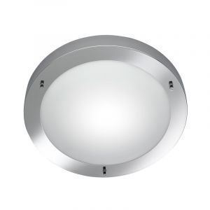 Plafonnier salle de bain en verre nickel, Hadleigh, IP44