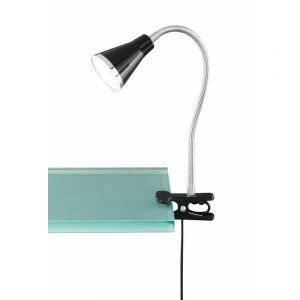 Spot à pince en plastique noir, Taimi, 3,8W, 3000K LED, avec interrupteur