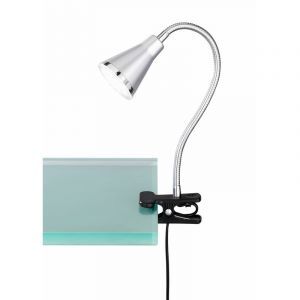 Spot à pince en plastique argenté, Taimi, 3,8W, 3000K LED, avec interrupteur