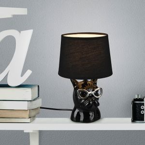 Lampe de table en céramique noire, Magda, avec interrupteur