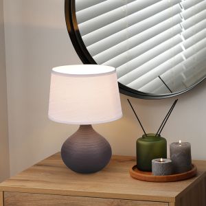 Lampe de table en céramique marronne, Yesha, avec interrupteur