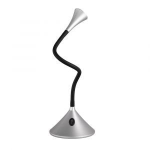 Lampe de bureau moderne argentée, Yelaisa, 3W, 3000K LED, avec interrupteur