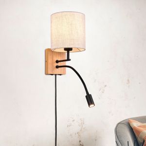 Applique murale en bois blanche, Fransien, avec interrupteur
