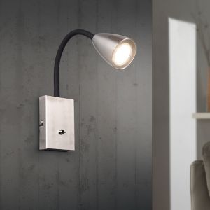 Applique murale moderne nickel, Joanne, avec interrupteur